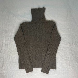 Ralph Lauren Grey wool / cashmere cable-knit turtleneck sweater